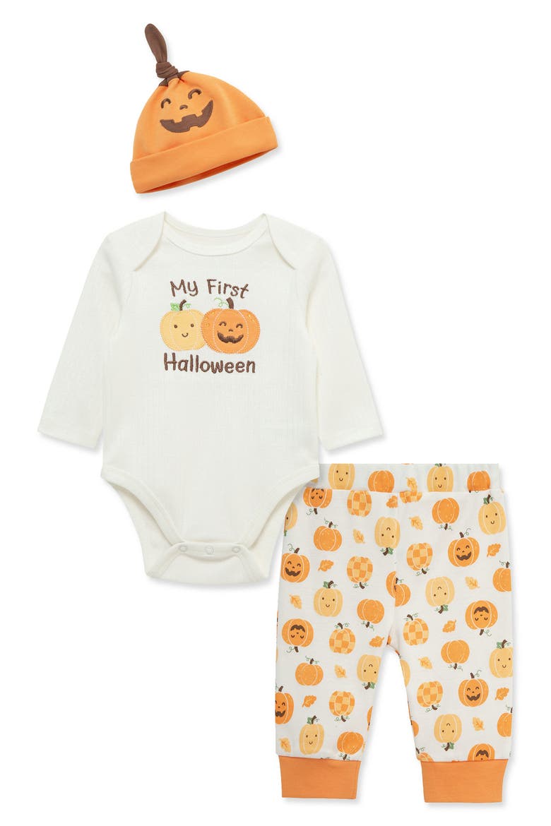 Kids' My First Halloween 3-Piece Bodysuit, Pants & Hat Set, Main, color, ORANGE