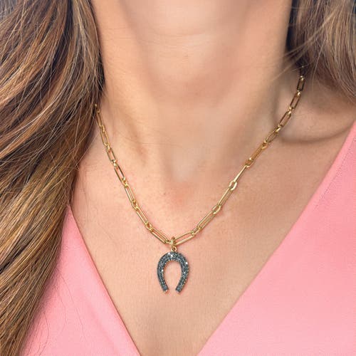The Lovery Fine Jewelry Black Diamond Horseshoe Charm In Black