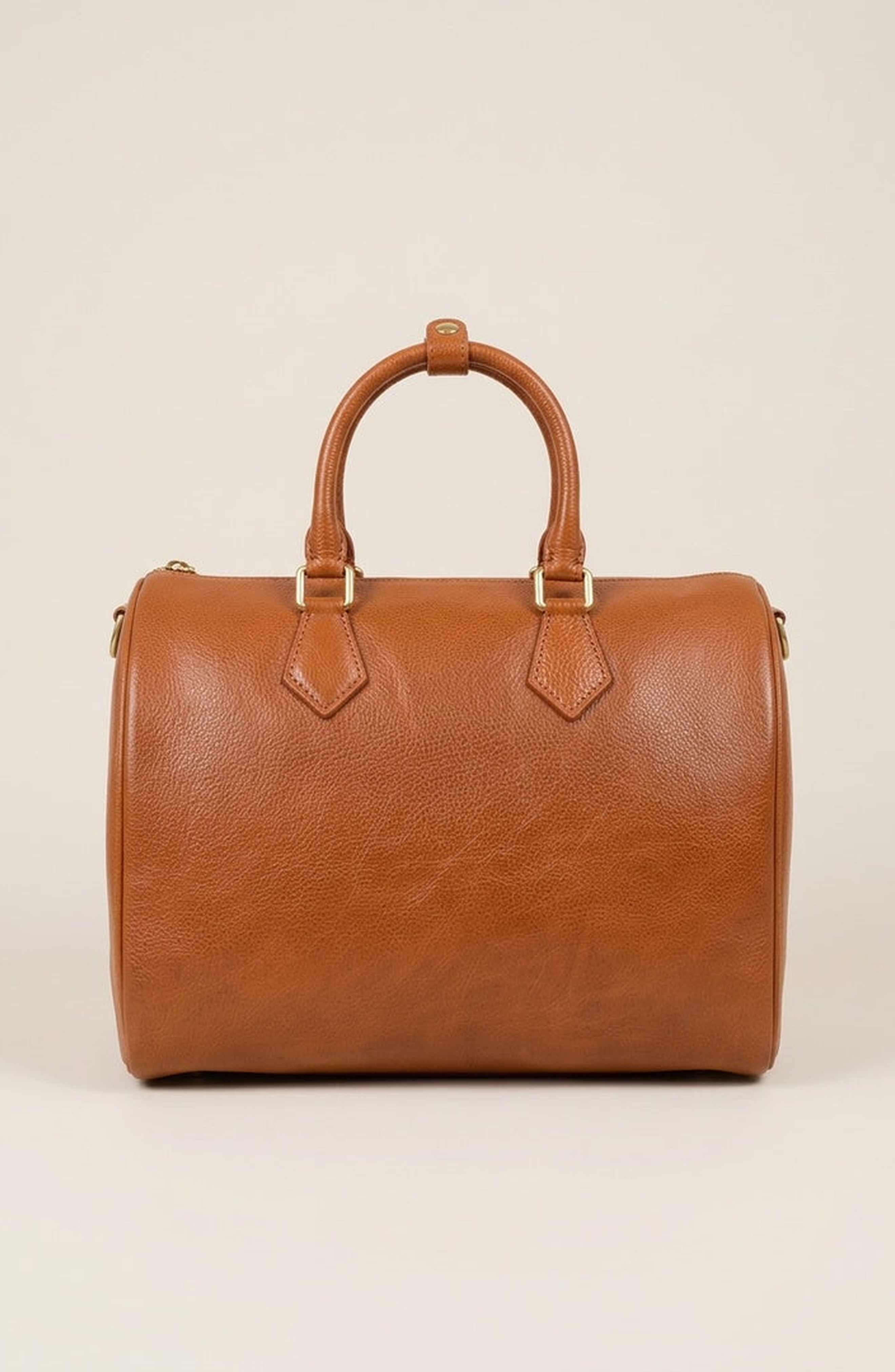 Modenaire Leather Boston Bag with Top Handles, Main, color, Cognac Brown
