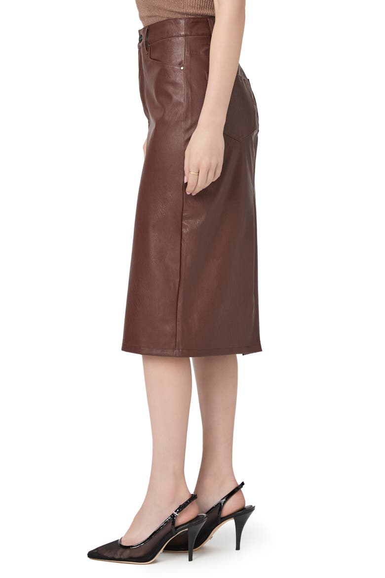 Siren Faux Leather Midi Skirt, Alternate, color, RUM RAISIN
