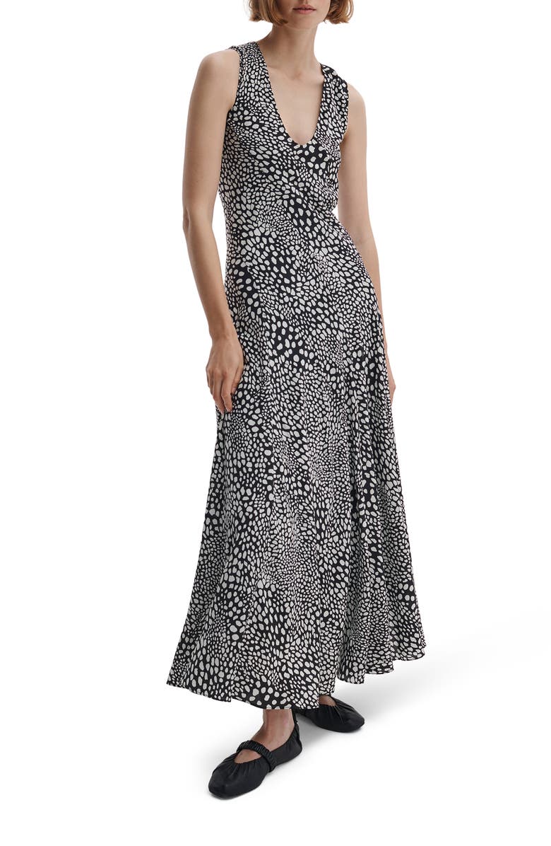 rag & bone Sinead Print Midi Dress, Main, color, Black Lp