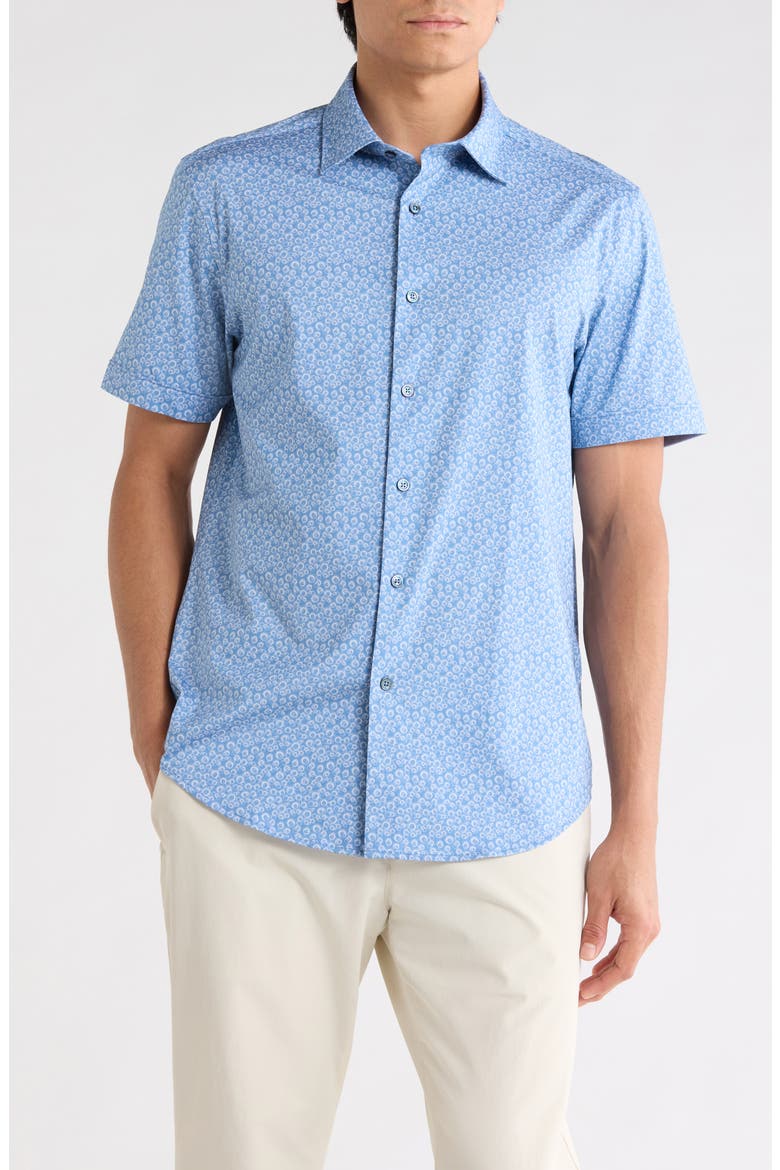 Short Sleeve Woven Shirt, Main, color, COBALT