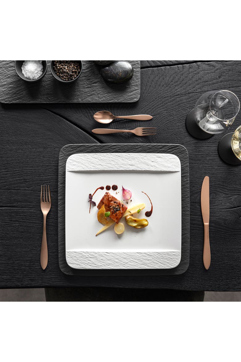 Manufacture Rock blanc Square Dinner Plate, Alternate, color, white