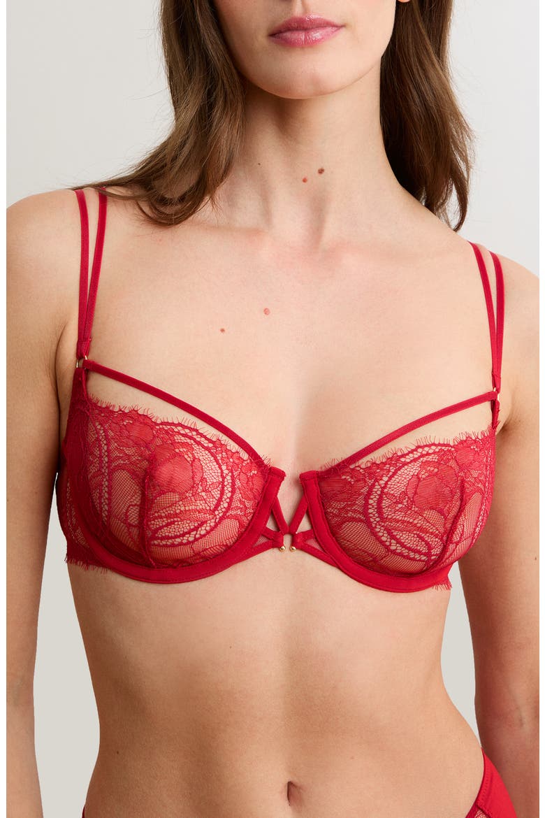 Vertige N°9 Underwire Balconette Bra, Main, color, RED
