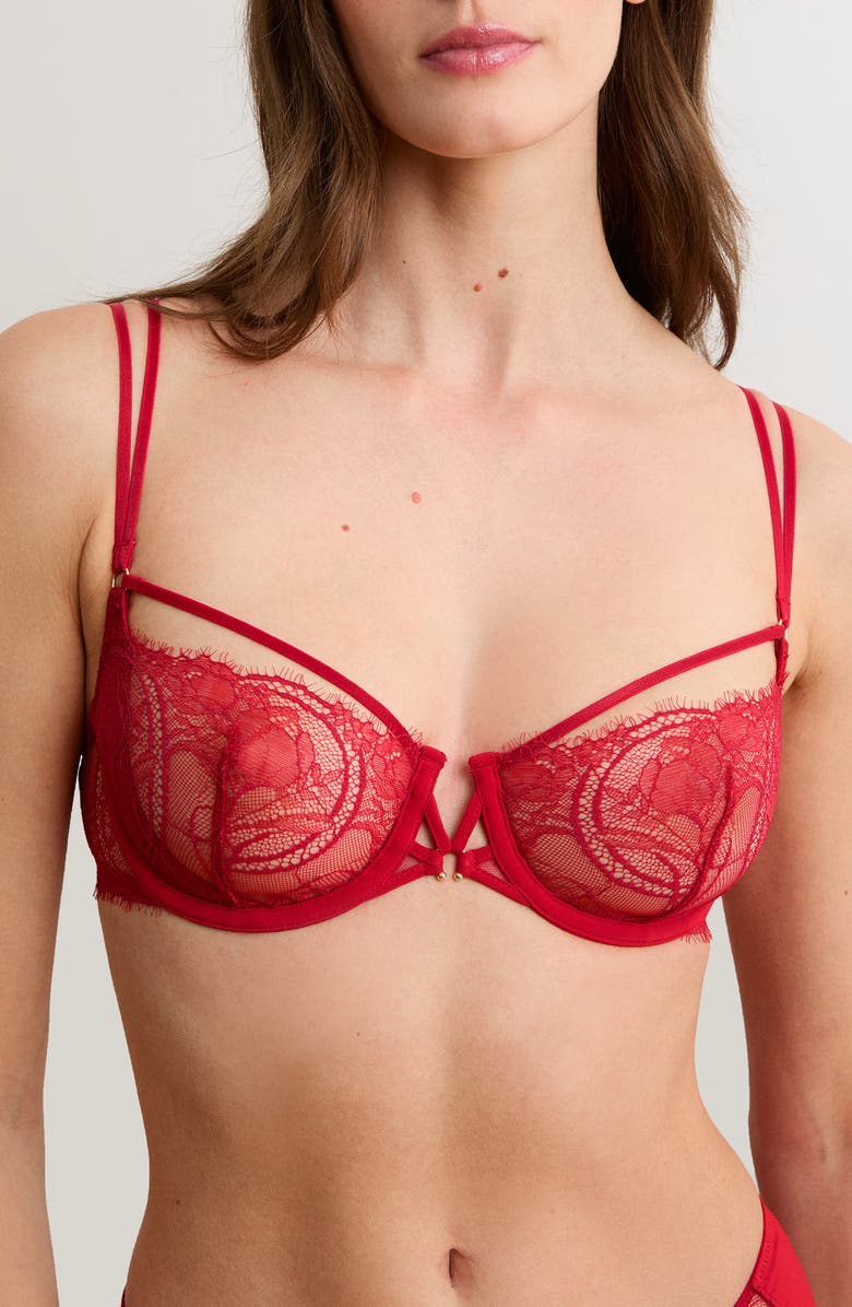 Etam Vertige N°9 Underwire Balconette Bra, Main, color, Red