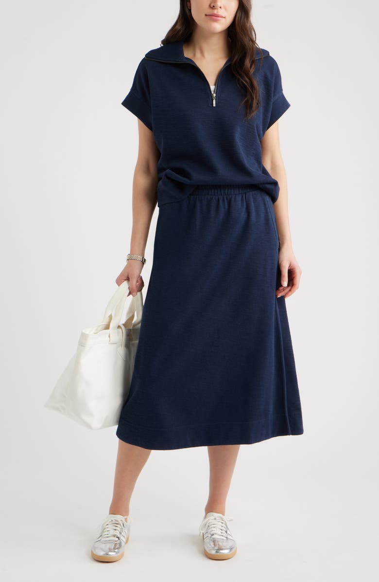 Caslon<sup>®</sup> Jetset Cotton Blend Knit Midi Skirt, Alternate, color, Navy Still