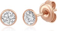 Crislu Small Cubic Zirconia Bezel Stud Earrings
