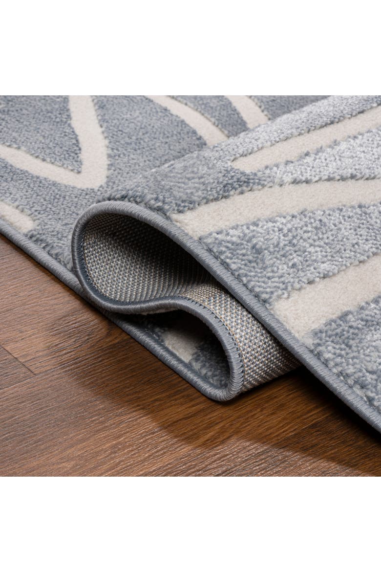 Alcina Modern Scandinavian Graphic Lines High-Low Area Rug, Alternate, color, Blue/White