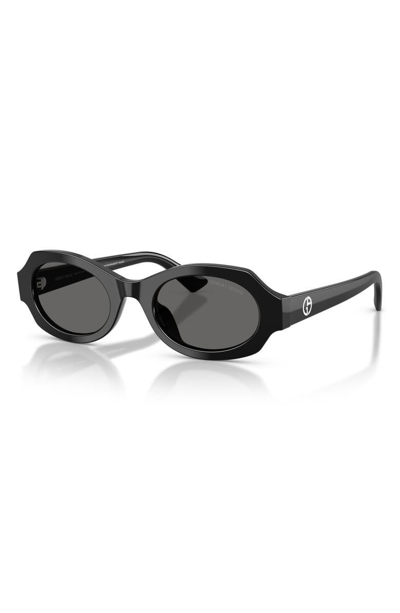AX Armani Exchange 49mm Irregular Oval Sunglasses, Alternate, color, Black / Grey