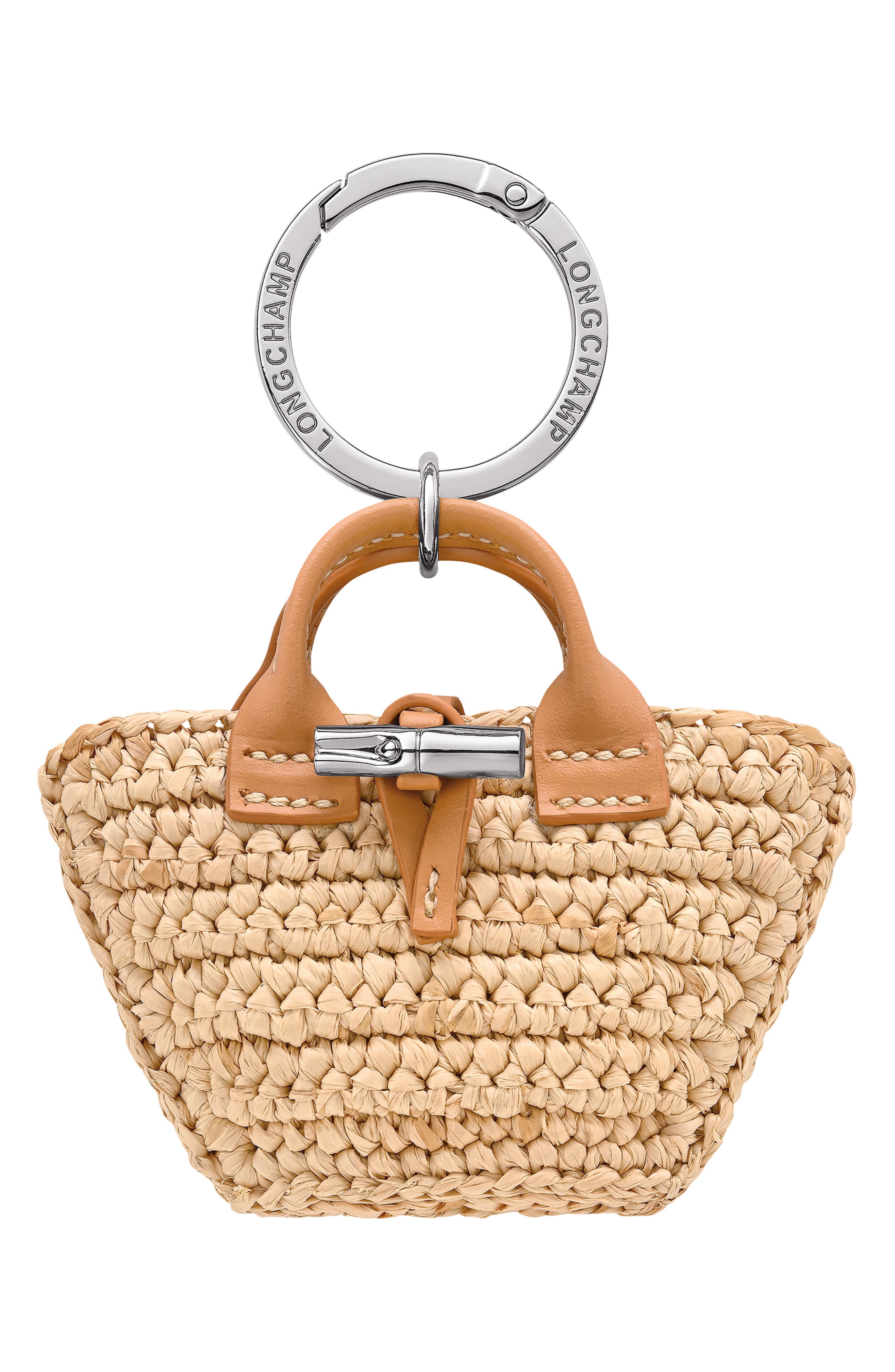 Longchamp Raffia Handbag Charm, Main, color, Vegetal