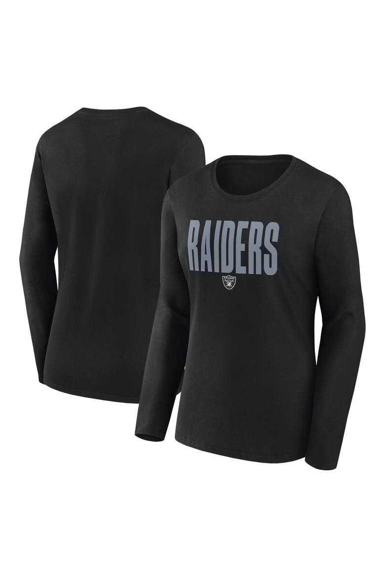 Women's Logo Athletic Black Las Vegas Raiders Grip Long Sleeve T-Shirt, Alternate, color, Black