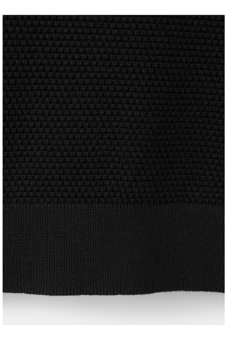 Zip Cotton Knit Polo, Alternate, color, BLACK