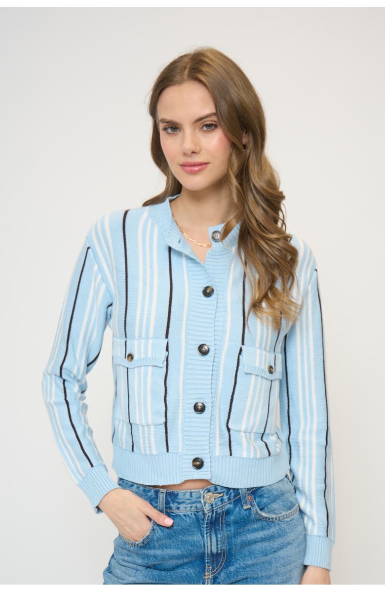 Central Park West Alba Vertical Stripe Sweater, Main, color, Blue Stripe