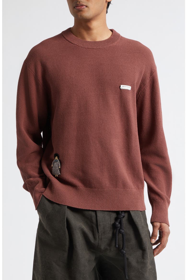 Seed Stitch Oversize Cotton Sweater, Main, color, BROWN