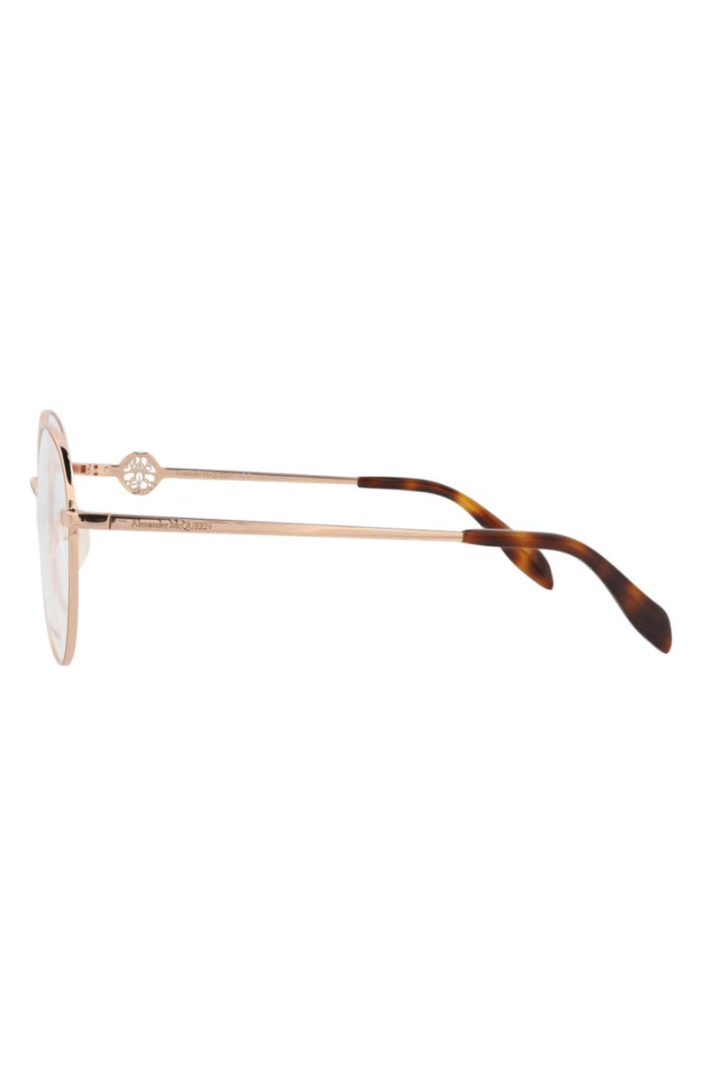 McQueen 55mm Round Optical Glasses, Alternate, color, Gold Gold Transparent