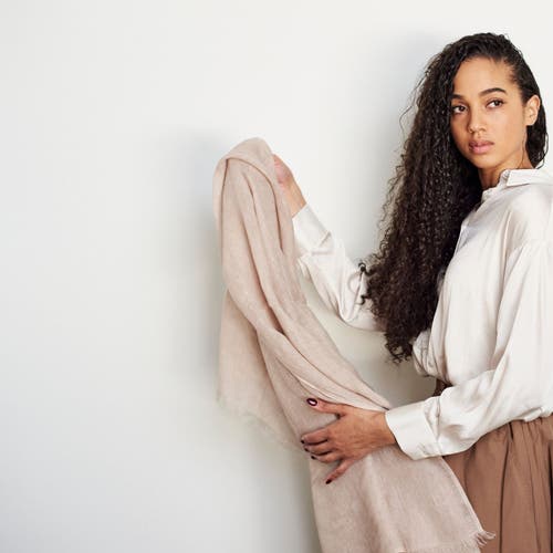 Studio Variously Hand Woven Linen Scarf In Neutral