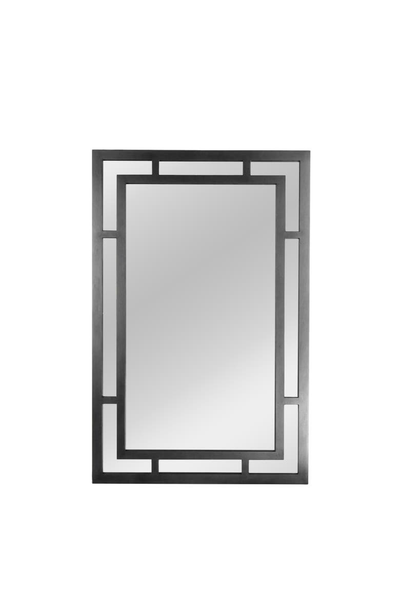 Olive Grove Vintage Wall Mirror with Geometric Art Deco Frame, Alternate, color, Black