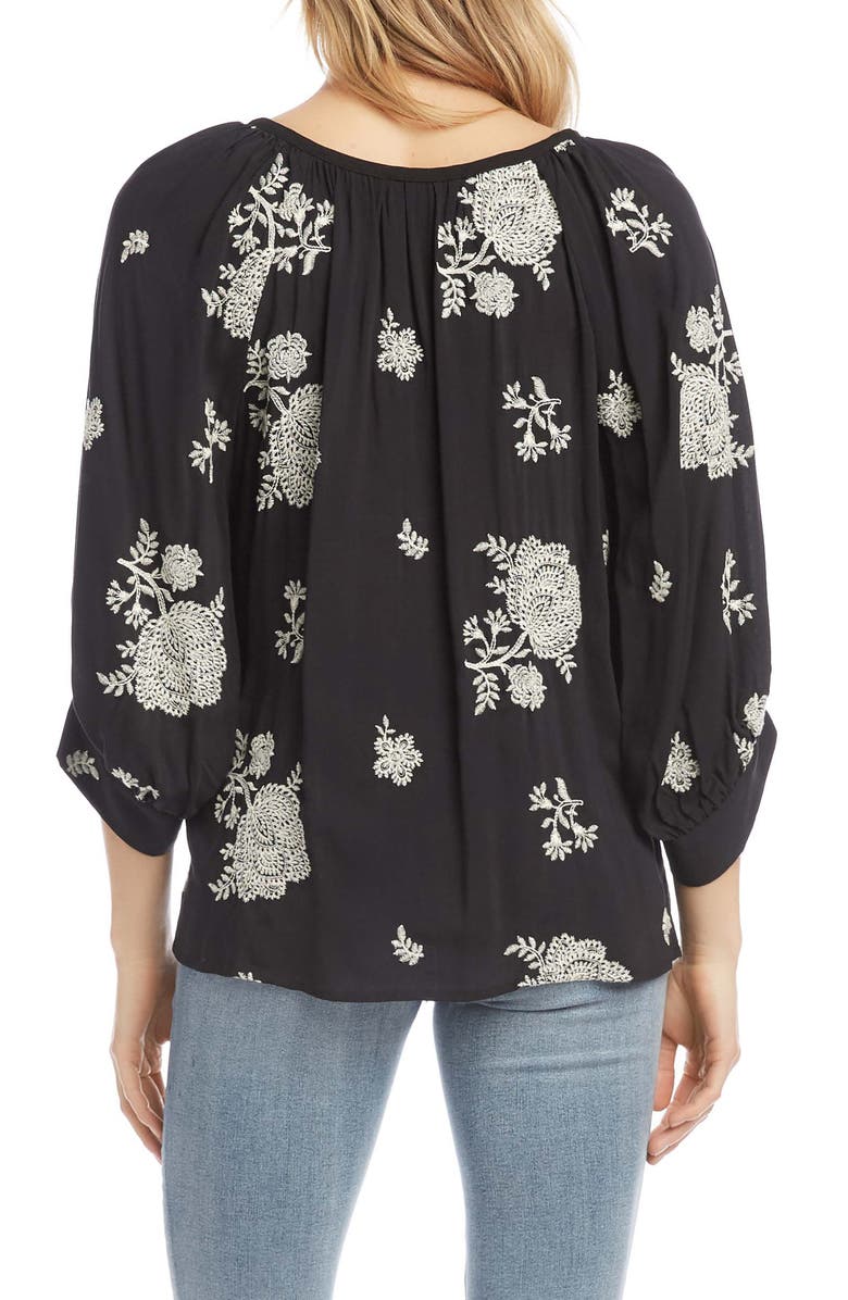 Karen Kane Embroidered Blouson Sleeve Top, Alternate, color,