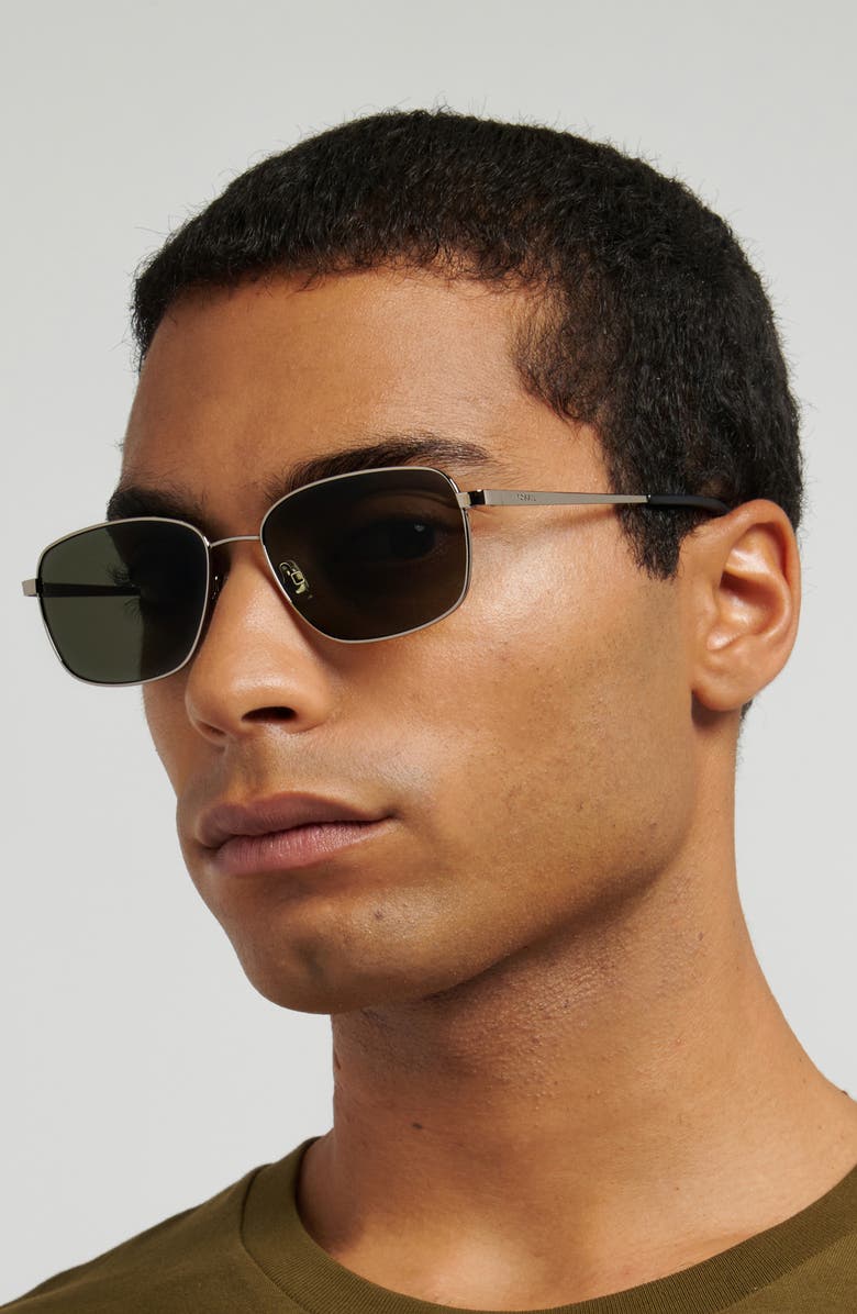 Fossil 58mm Rectangular Sunglasses, Alternate, color, Ruthenium/ Brown