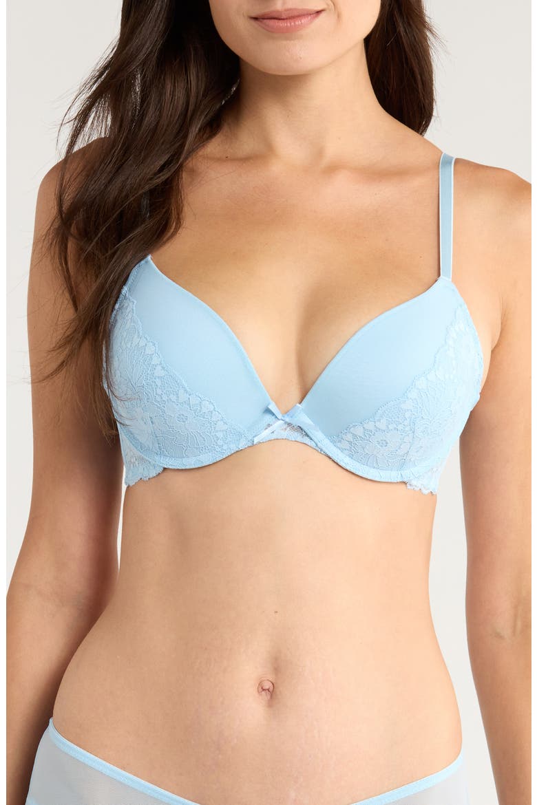 Cherry Underwire Mesh & Lace Bra, Main, color, CERULEAN
