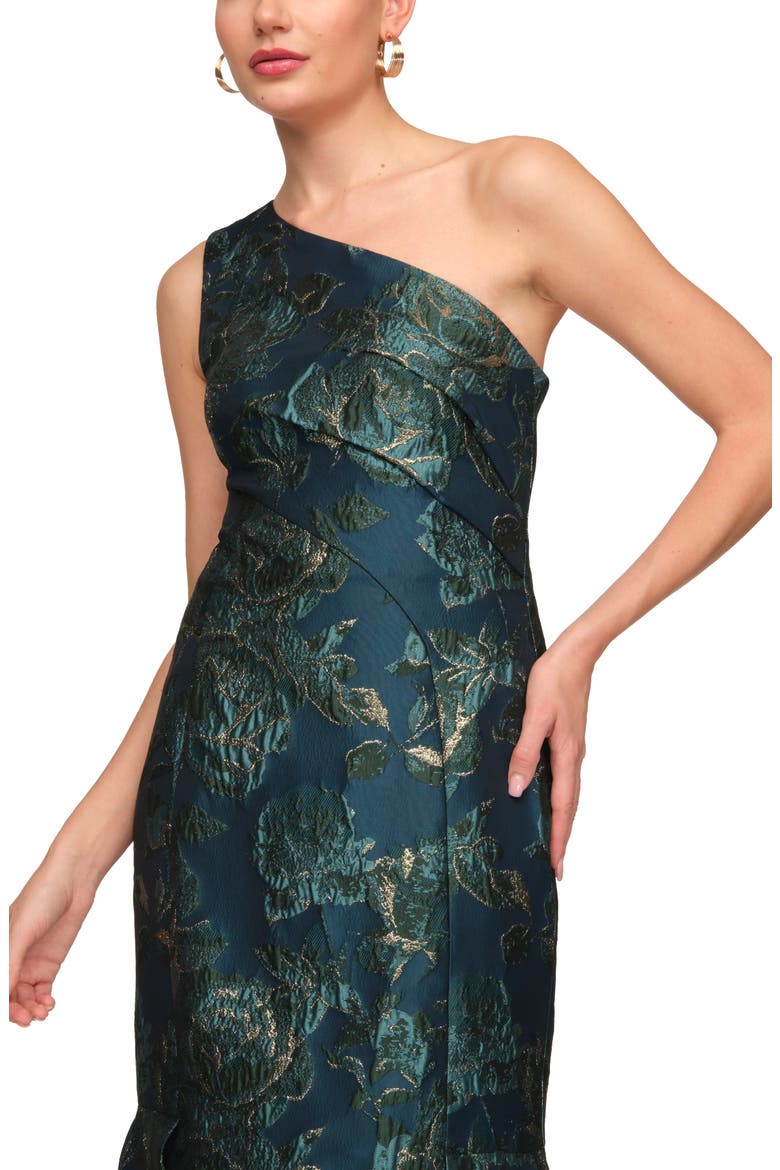 Agnes One-Shoulder Gown, Alternate, color, BLUE MULTI