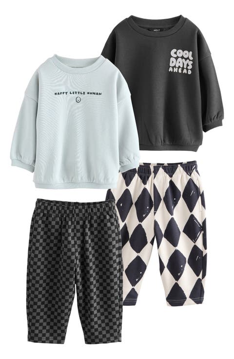 Kids' 4-Pack Assorted Cool Days Ahead Sweatshirts & Sweatpants Set (Baby, Toddler & Little Kid)