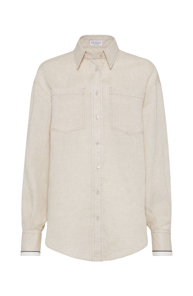 Brunello Cucinelli Linen shirt with monili, Main, color, 
