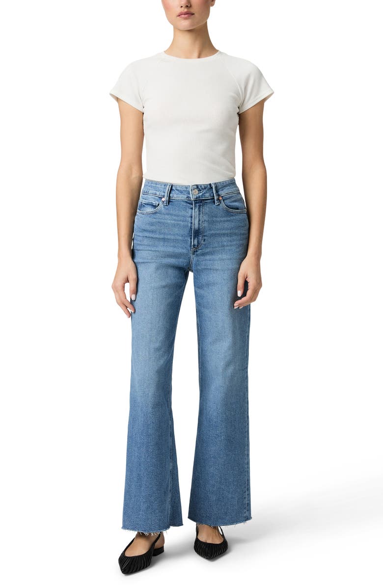PAIGE Anessa High Waist Raw Hem Wide Leg Jeans, Alternate, color, Big Sky