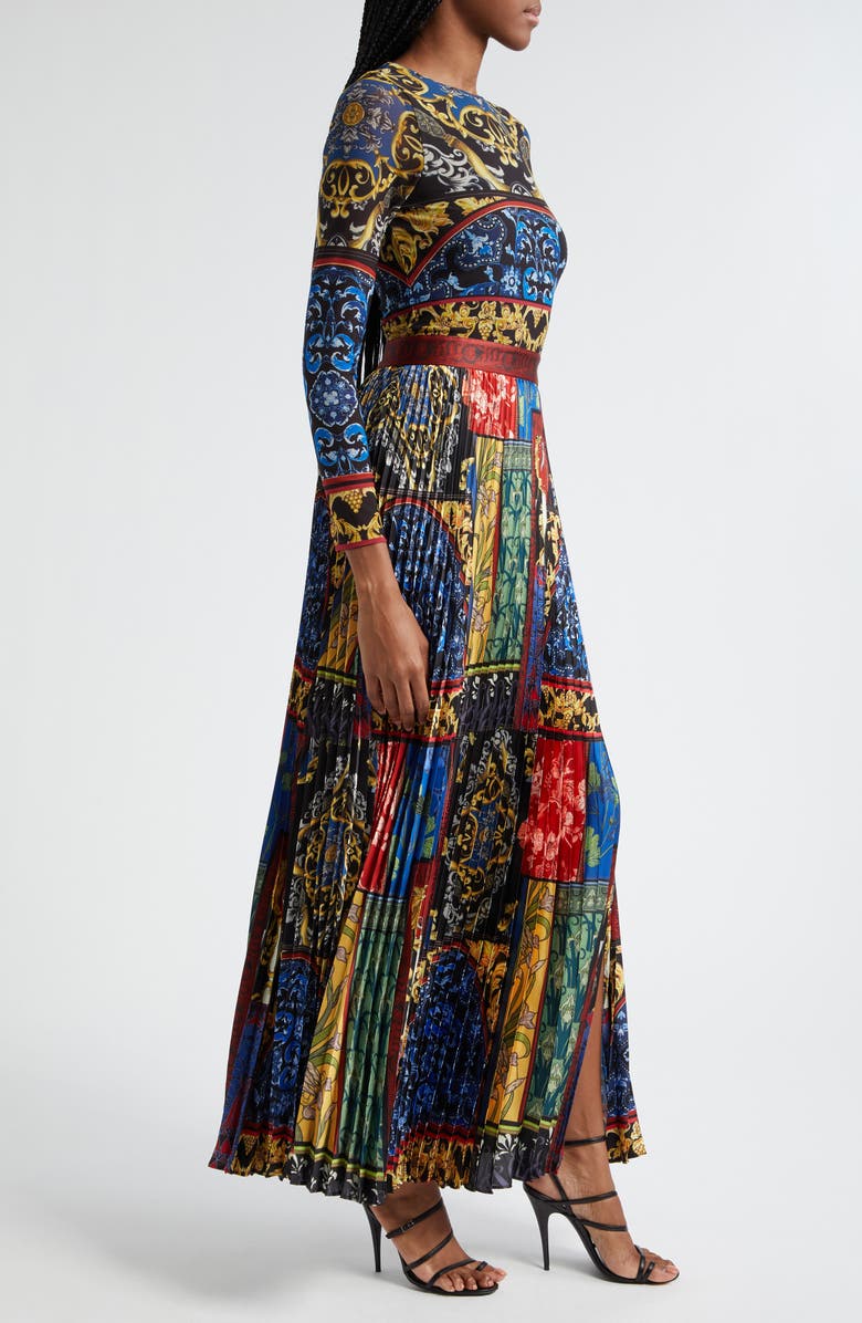 Alice + Olivia Ivey Long Sleeve Pleated Maxi Dress, Alternate, color, 