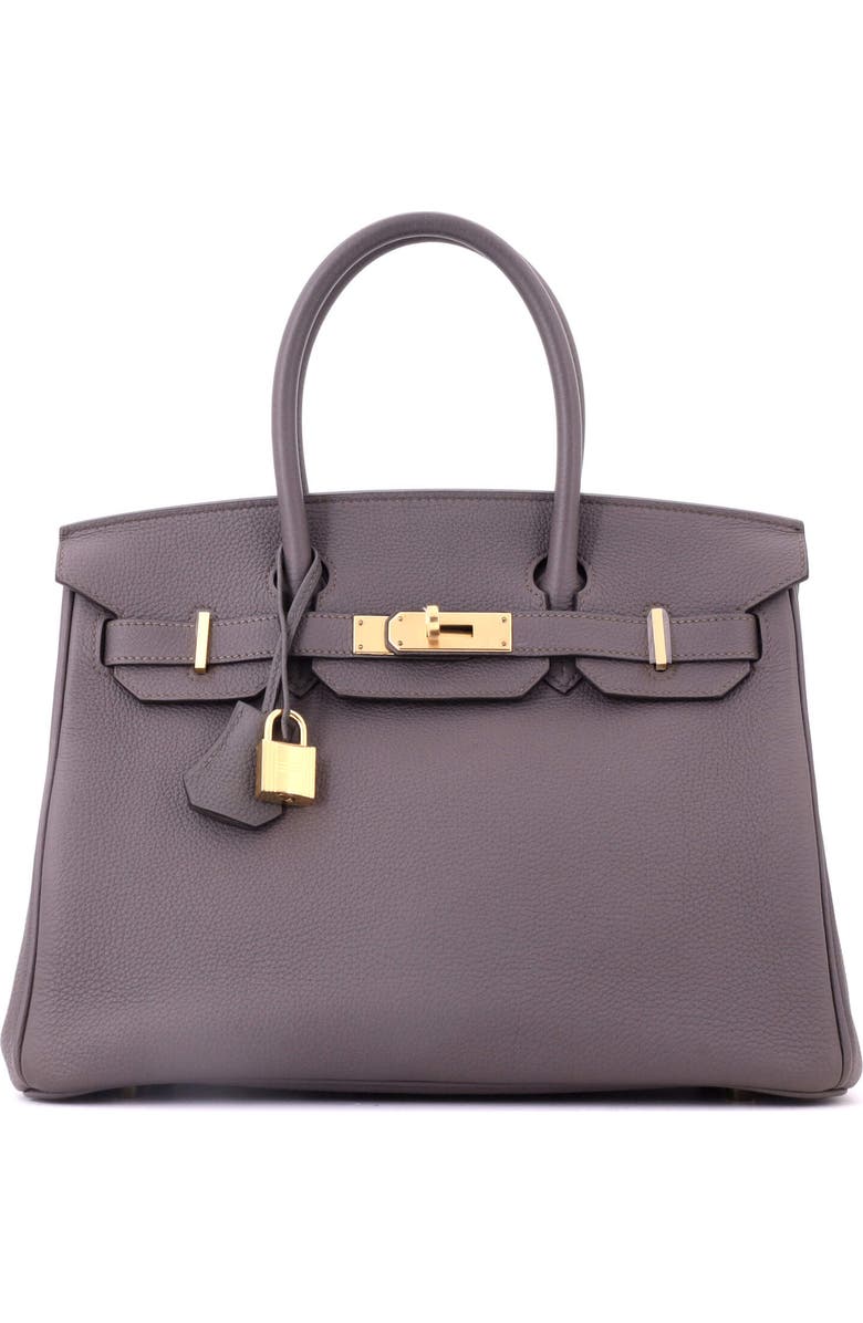Pre-Owned Hermes Birkin Handbag Grey Togo with Gold Hardware 30, Main, color, Etain