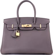 Pre-Owned Hermes Birkin Handbag Grey Togo with Gold Hardware 30