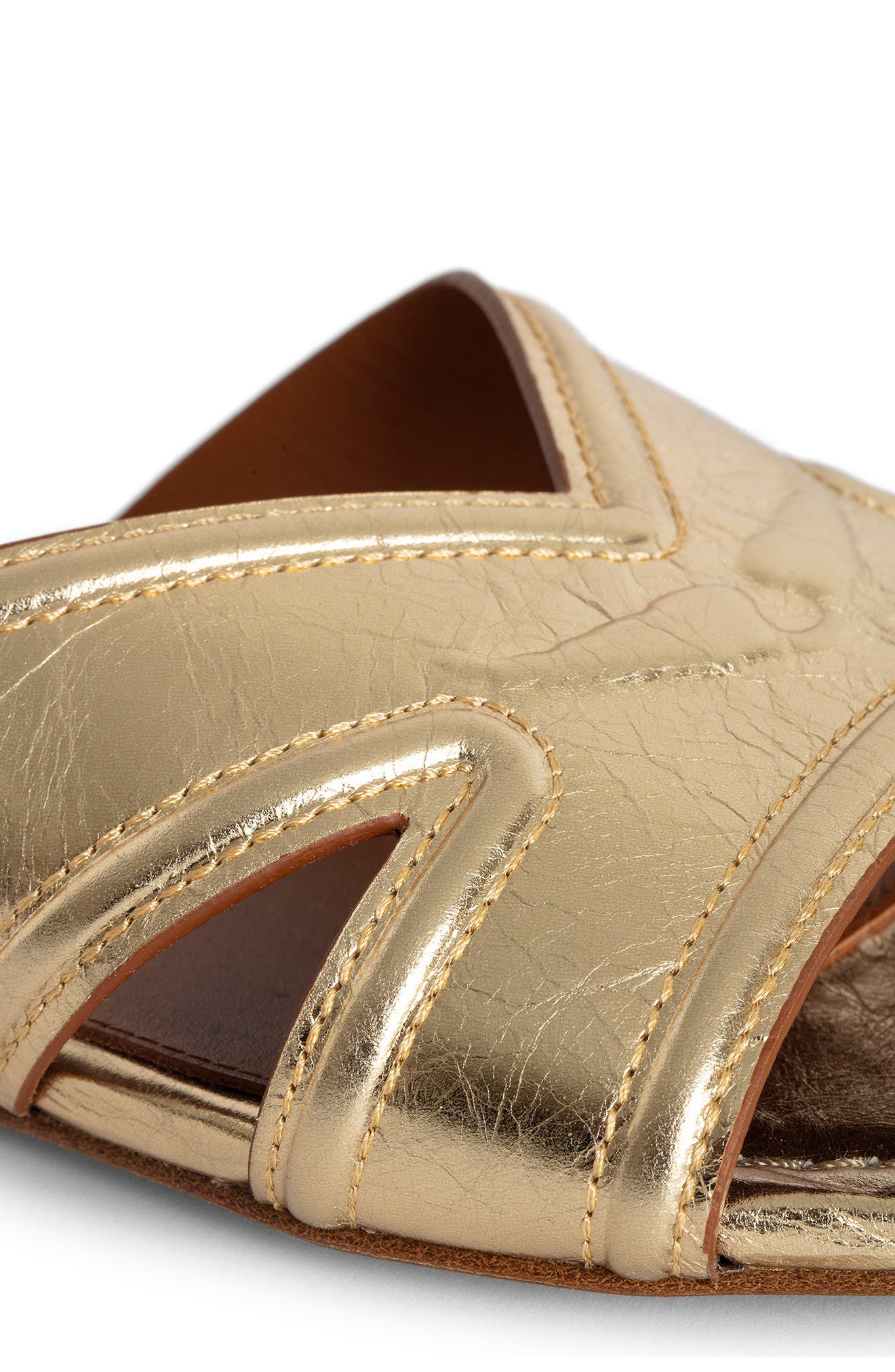 Zadig & Voltaire Azora Metallic Slide Sandal, Alternate, color, Gold