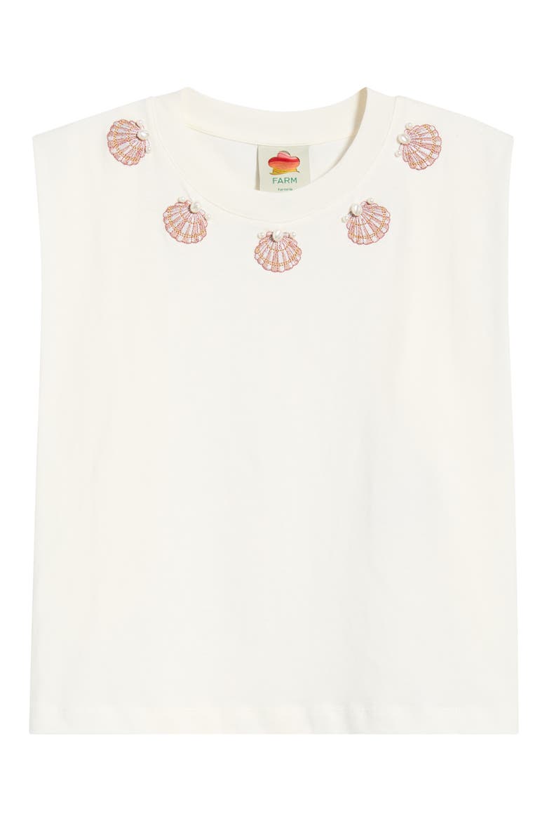 Seashell Embroidered Sleeveless T-Shirt, Main, color, OFF-WHITE