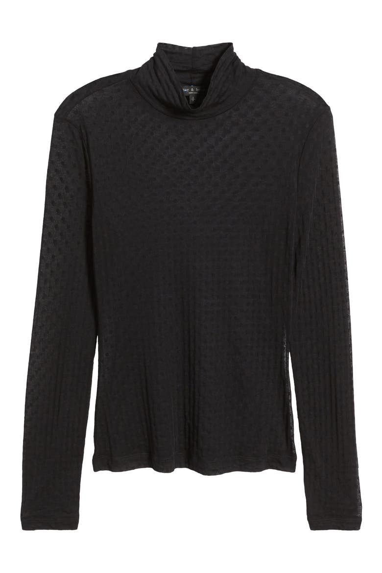 Valencia Sheer Polka Dot Turtleneck Top, Alternate, color, POLKA DOT