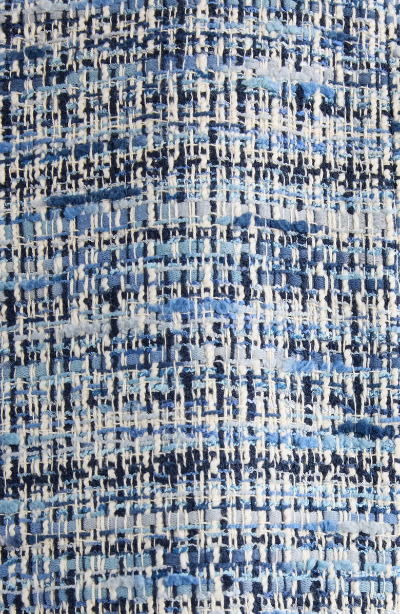 Balmain Tie Neck Long Sleeve Mixed Media Dress, Alternate, color, 