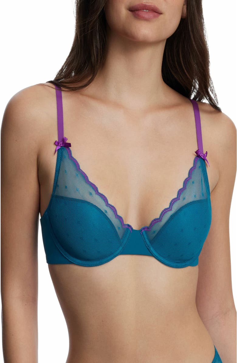 Skarlett Blue Siren Lightly Lined Dotted Lace Bra, Main, color, Celestial/Vivid Purple