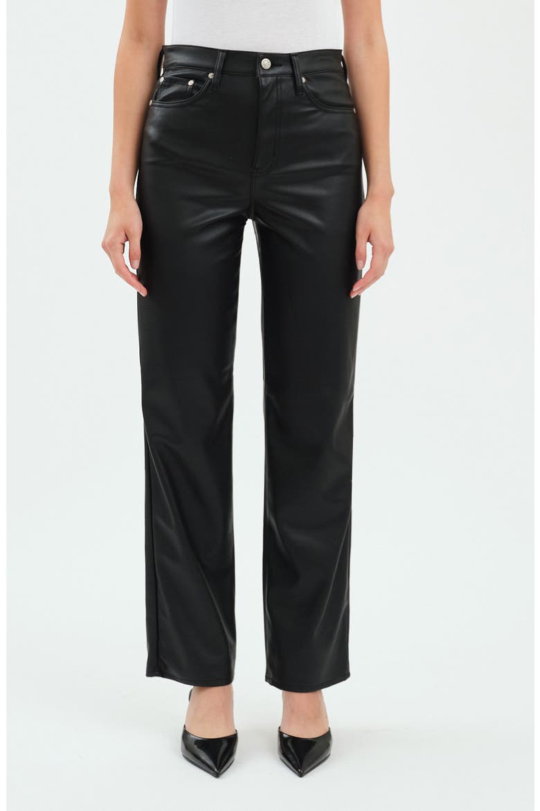 Sundaze High Waist Straight Leg Faux Leather Pants, Main, color, CINEMATIC