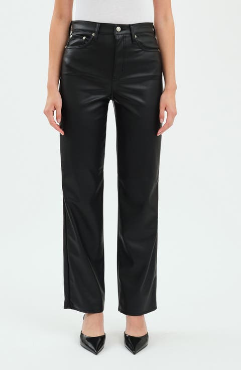 Sundaze High Waist Straight Leg Faux Leather Pants