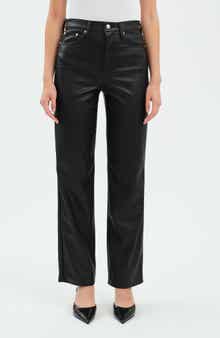 DAZE Sundaze High Waist Straight Leg Faux Leather Pants