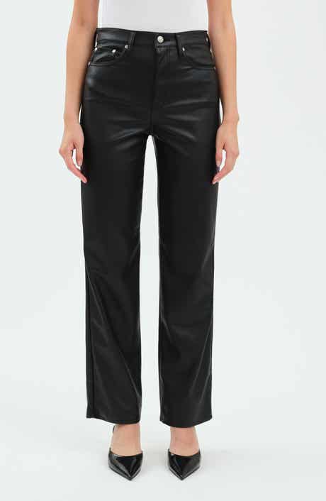 DAZE Sundaze High Waist Straight Leg Faux Leather Pants
