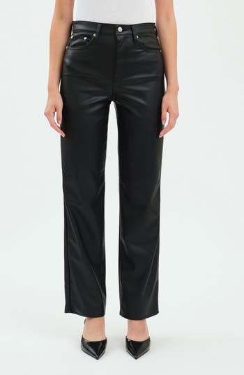 Daze Sun High Waist Straight Leg Faux Leather Pants