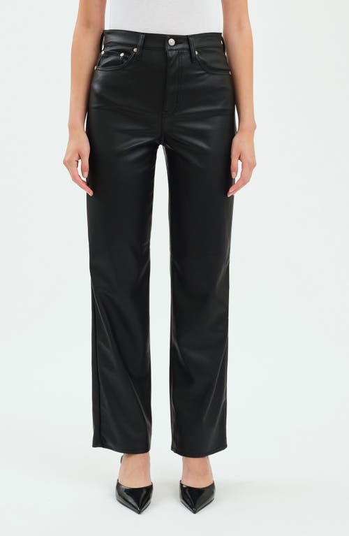 Sundaze High Waist Straight Leg Faux Leather Pants in Cinematic 