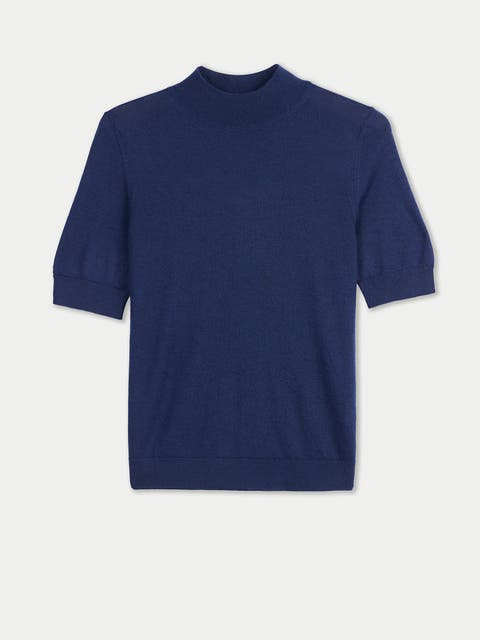 Cashmere Silk Shirt with High Neck