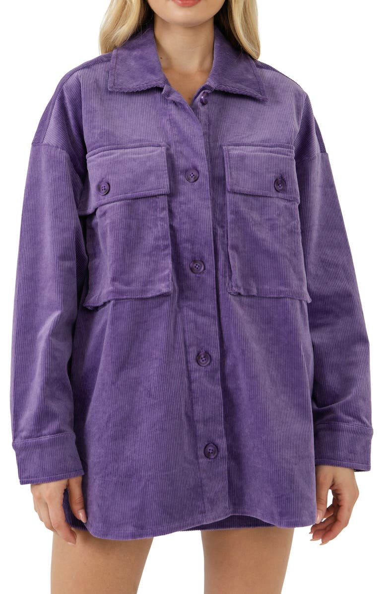 Grey Lab Corduroy Oversize Jacket, Alternate, color, Purple