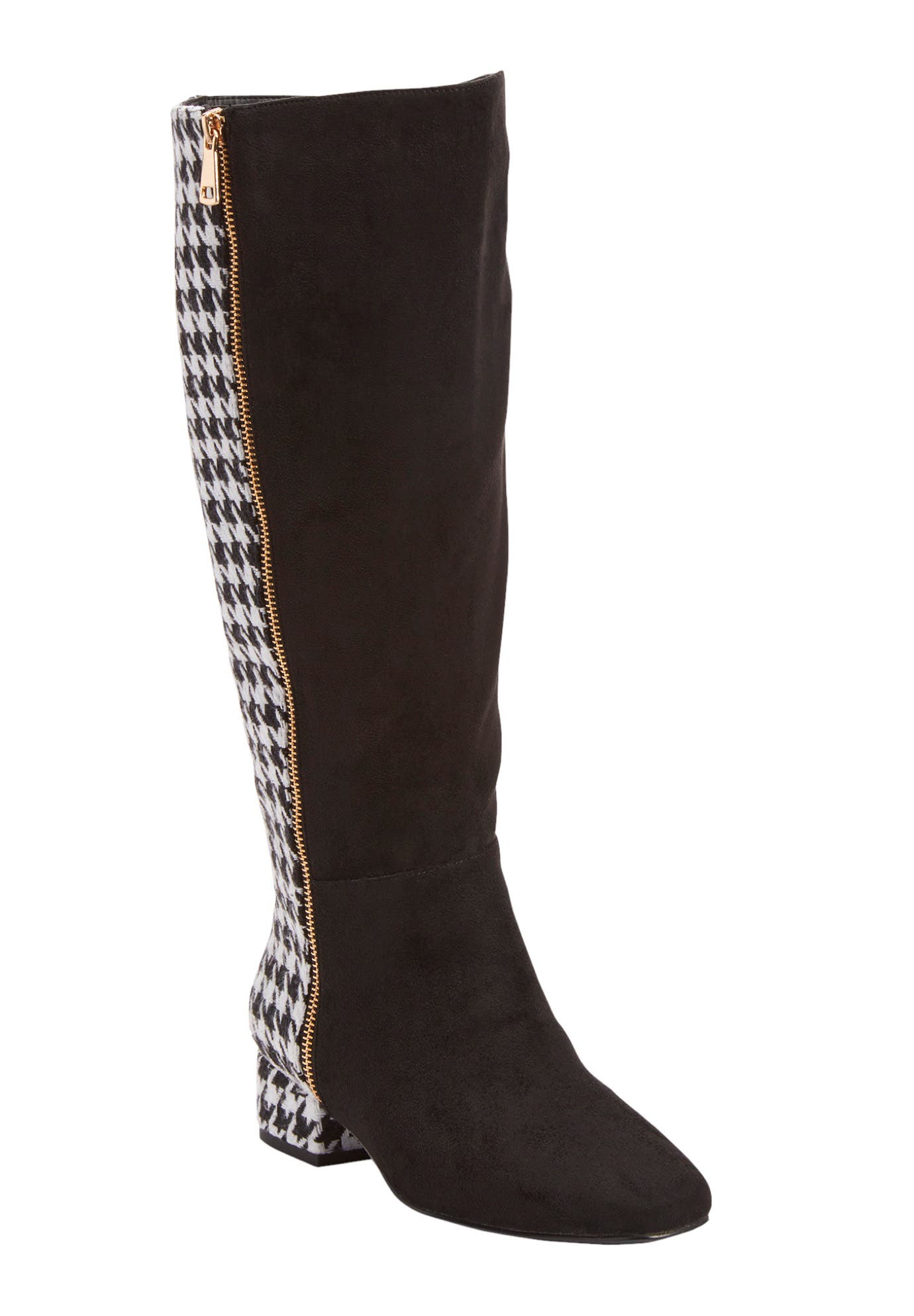 The Emerald Wide Calf Boot, Main, color, HOUNDSTOOTH