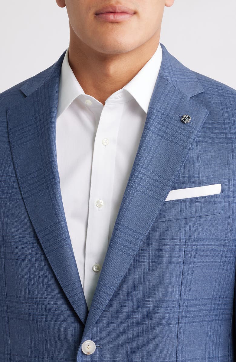 BOSS Hutson Plaid Virgin Wool Sport Coat, Alternate, color, Navy