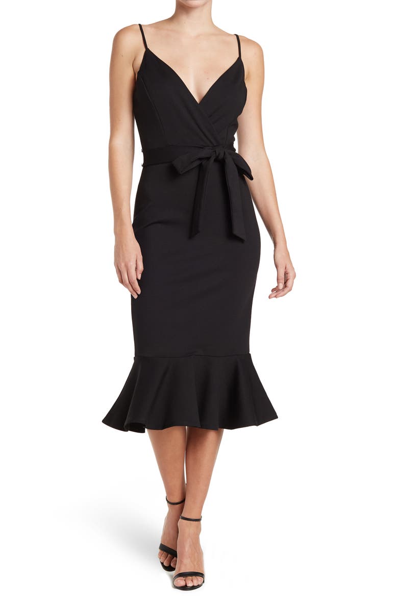 Socialite Ruffle Hem Tie Waist Midi Dress, Main, color,