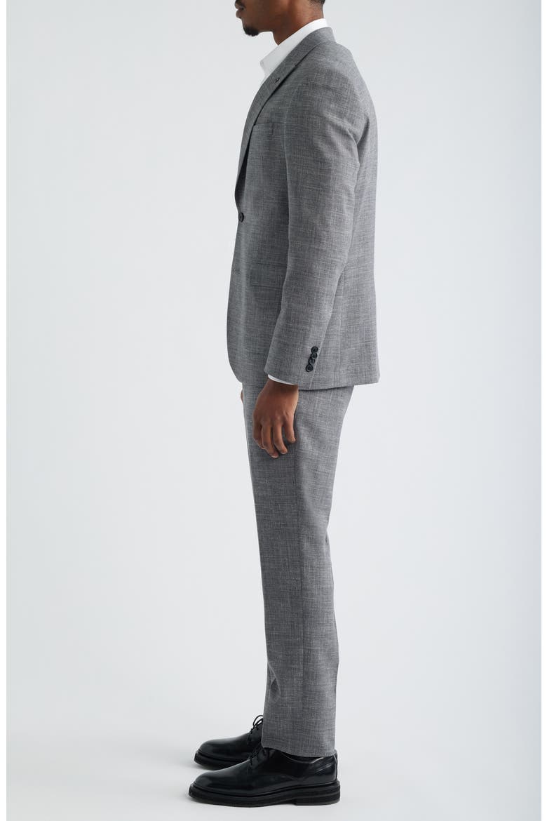 Rawdon Slim Fit Grey Mélange Peak Lapel Suit, Alternate, color, GREY