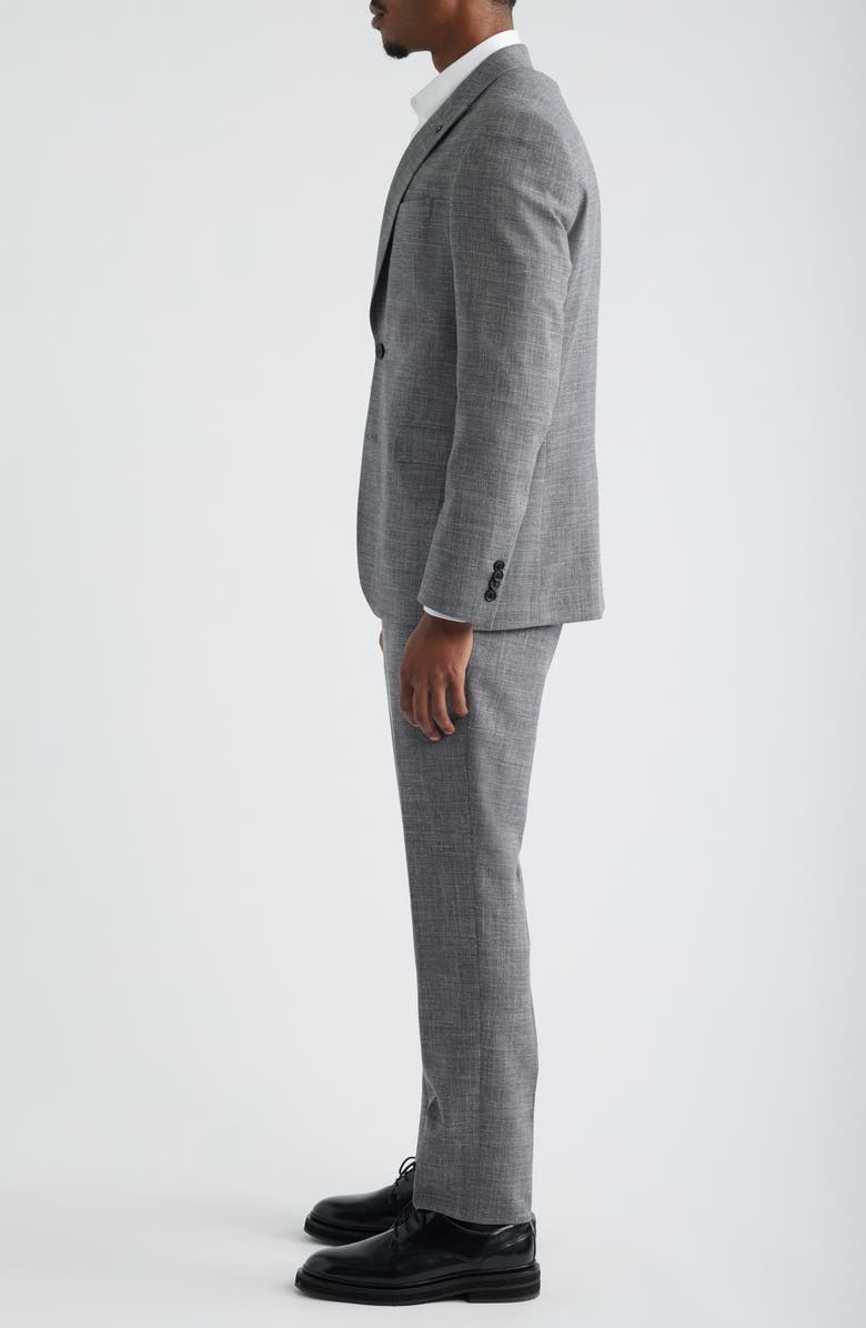 AllSaints Rawdon Slim Fit Grey Mélange Peak Lapel Suit, Alternate, color, Grey
