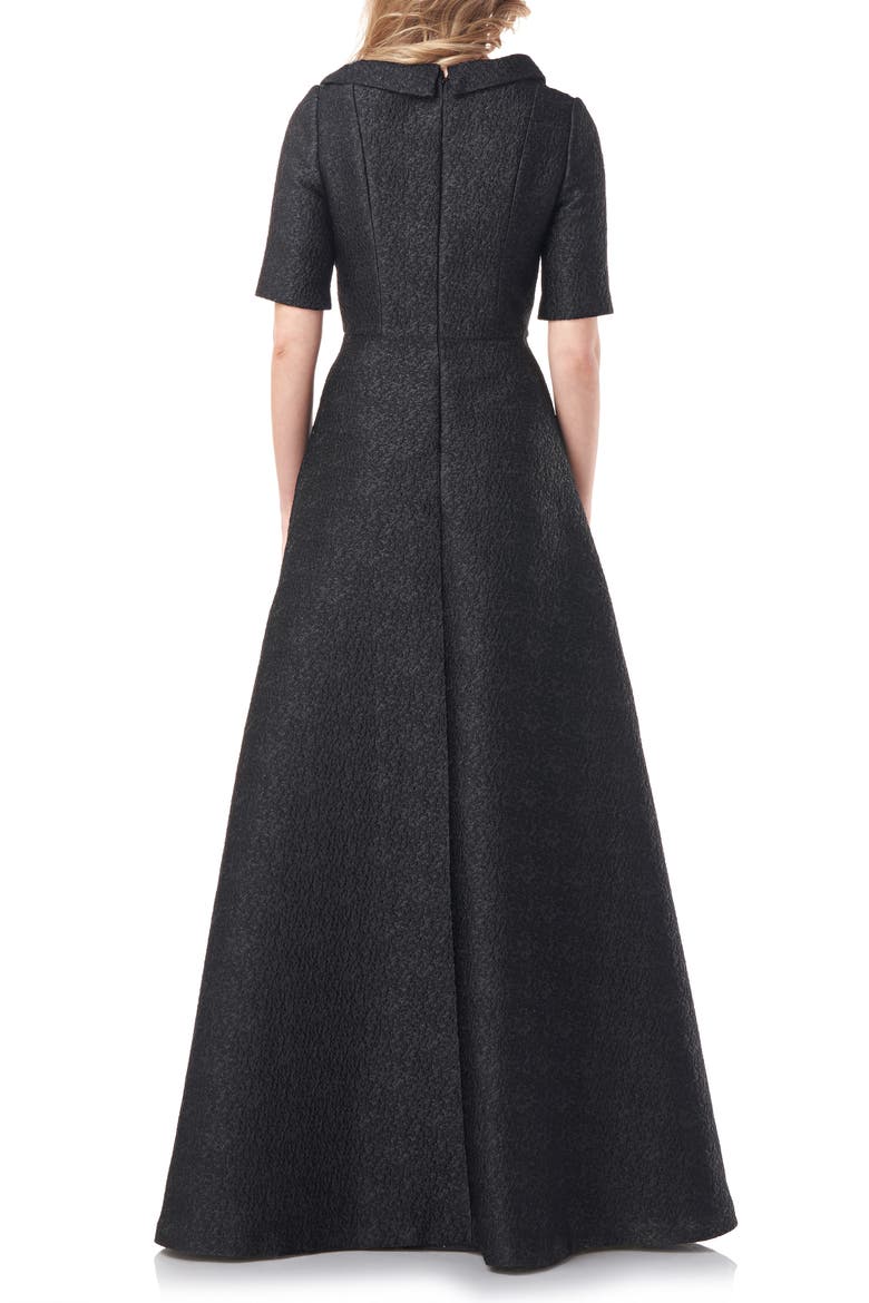 Coco Metallic Jacquard Gown, Alternate, color, BLACK